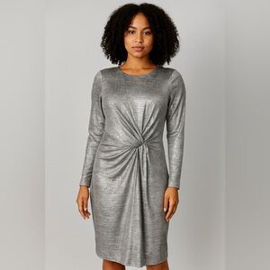 Vince Camuto Metallic Gray Long Sleeve Dress